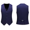 Erkek Takım Elbise Blazers (Ceket + Yelek + Pantolon) Koyu Mavi Takım 3 Adet Set Çift Göğüslü Resmi Kıyafet İş Toplantısı Düğün Erkekler Için