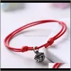 Perlen, Strähnen Armbänder Drop Lieferung 2021 Louleur Koreanische Version Rote Seilschnur für Männer Paare Mädchen Glücksfaden DIY Armband Jude
