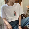 2021ゆるいグラフィックとテキストファッションのある男性と女性のための2021年のホット販売Tシャツは、カジュアルな黒と白のベージュ半袖コットG1217