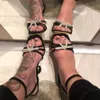 Heels Sandaler Rhintone Glass med stora kvinnors högklackade