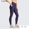 Fleece Lined Leggings Women 7/8 High Waist Yoga Pants Winter Warm Workout Tight with Pockets -25 Inches