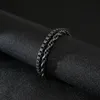 Link Chain Man JewLery Armelets Store 220 11mm rostfritt stål retro svart dubbelskiktarmband män jb119218-kfc196f