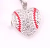 collectable Charm Rhinestone Baseball Necklace Softball Pendant Love Heart Sweater Jewelry Party Favor Gifts