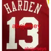 13# Harden 18 Retro Red Basketball Jersey broderi XS-5XL 6XL