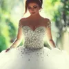 Luxury O-Neck Long Sleeve Jewelry Ball Gown Wedding Dresses Lace Applique Bodice Open Back Sexy Bridal Gowns Vestido De Noiva