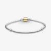 100% 925 Sterling Silber Momente Zweifarbige Barrel Verschluss Schlange Kette Brazele Fit Authentic European Baumel Charme Für Frauen Mode DIY Schmuck