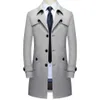 Thoshine Brand Spring Осень Мужчины Длинные Траншиные Пальто Управляющие Кнопки Улучшенные Качества Мужской Модный Верхний Куртки Ветер Breaker Plus Размер 211011