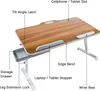 Лоток для ноутбука лоток, каваланский портативный стол, складной портативный стол, складной ноутбук стенд с верхней ручкой, ящик для хранения телефона / ручкой, стойка для рабочей древесины Walnut