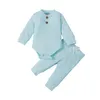 Automne INS bébé filles côtelé vêtements ensembles infantile barboteuse et pantalon 2 pièces nouveau-né coton Boutique tenues vêtements décontractés M3948