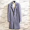 Men's Trench Coats Autumn And Winter Long Large Size 4XL Plaid Jacket Fashion Quality Japanese Style