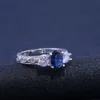 Bague de mariage en cristal de luxe bleu CZ Pierre bagues de fiançailles pour les femmes