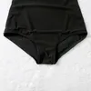 Frauen schwarz weiß einteiliger Badini Bikini Set Push Upswims-Badeanzug Schwimmen