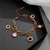 Gioielli di marca famosi di lusso in oro rosa acciaio inossidabile numeri romani bracciali braccialetti braccialetto popolare di fascino femminile per le donne G329H