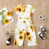 kids Jumpsuits girls sunflower Rompers children Flowers Floral print Jumpsuit summer fashion Boutique baby clothes