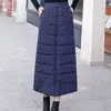 プラスサイズ5×10冬の暖かいスカート女性弾性の高い腰掛け黒い綿スカートの女性厚いジッパースリムファッション210421