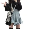 Short femme Harajuku Style japonais salopette ample bretelles en velours côtelé dentelle Kawaii Lolita pantalon mignon