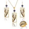 Polinésio Hawaiian Gold Jewelry Set para Mulheres 2020 Tartaruga Mar Frangipani Pingente Colares Conjuntos Brinco Anel Grande Na moda