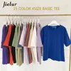 Jielur Tee-Shirt 15 Feste Farbe Basic Tem Shirt Women Casual O-Neck Harajuku Sommer Top Korean Hipster Weiß T-Shirt S-XL Y0508