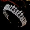 Luxury Wedding CZ Crown Bridal Crystal Headdress Prinsessan Queen Beauty Pagant Kronor Förlängning Tiara Bröllop Hår Tillbehör X0625