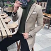 Mäns ullblandningar Mens Mode Boutique Section Solid Färg Business Casual Trousers Woolen Coat Male Vintage Slim Blazer Jacket