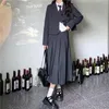 Robes de travail femmes couleur unie à manches longues Blazer ou taille haute a-ligne jupe costume collège Style coréen élégant Chic rétro