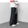 LAPPSTER hommes Harajuku jambe large jean pantalon 2022 hommes Baggy japonais Streetwear Denim pantalon homme droit noir Joggers 0309