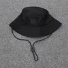 W nowym stylu kapelusz typu Bucket składane kapelusze rybackie Unisex Outdoor Sunhat piesze wycieczki wspinaczka polowanie plaża czapki wędkarskie regulowane męskie sznurki do rysowania czapki