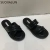 SUOJIALUN 2021 New Summer Women Slipper High Quality Solid Soft Platform Sandals Ladies Outdoor Beach Slides Casual Flip Flops K78