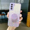 Glitter Clear Phone Cases voor Samsung S21 Plus S20 FE A32 A52 A72 A51 A71 Note 20 Gevouwen flexibele houder Zachte achterkant