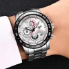 Relojes para hombre LIGE moda de acero inoxidable de primera marca de lujo multifunción cronógrafo reloj de pulsera de cuarzo Relogio Masculino 210527