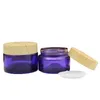 20G 30G 50g Clear Purple Glass Hervulbare Fles Lege Oogcrème Kruiken Valse Houten Plastic Schroefdeksel Cosmetische Verpakking CONTAINE