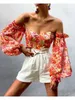 Elegant Long Sleeve Summer Spring Chiffon Blouse Shirt Women Off The Shoulder Beach Boho Tops Blusas De Mujer 210415