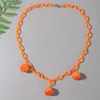 Anhänger-Halsketten, einfache süße Frucht-Orangen-Harz-Anhänger für Frauen und Mädchen, trendige orangefarbene Acryl-Gliederkette, Halskette, Schmuck, Geschenke