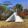 3-4 Person Ultralight Outdoor Camping Big Pyramid Tent Awnings Shelter With Chimney Hole For Bird Watching Cooking 220216