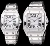 커플 시계 Unisex Watches Automatic Movement 40mm36mm Silver Roman Dial Silver Square Wirstwatch