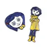 Pins, Brooches Coraline & The Secret Door Brooch Yellow Raincoat Little Girl Cartoon Enamel For Women Kids Collar Coat Halloween Jewelry