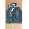 Coletes masculinos plus size 5xl bandeira americana casual algodão jeans sem mangas jaqueta homens azul escuro denim cowboy colete mens327a