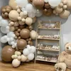 148pcs Caramel Coffee Balloon Arch Garland for Kids Baby Shower Teddy Bear Themed Neutral Wild One 1st Birthday Party Decoration Y304W