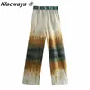 Klacwaya Za Women 2021 Summer Tie Dye Pants Female High Waist Wide Leg Clothing Straight Pants Chic Woman Trouser Pantalones Q0801