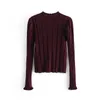 Höst Turtleneck Kvinna Tröjor Mode Kontrast Velvet Bow Långärmad Stickad Sweater Cutout Christmas 210519