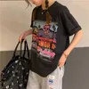 ゴシック夏のヴィンテージの女性Tシャツビッグサイズ緩いカジュアルトップス原宿ヒップホップ服漫画半袖ストリートウェアY2Kティー210608