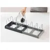 Intrekbare Pot Deksel Rack Rvs Lepel Houder Plank Koken Schotel Drainer Drogen Rack Keuken Organizer Pan Cover Stand 211110