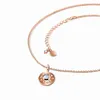 S925 sterling silver round plate inlaid moonstone pendant rose gold female necklace fashion all-match jewelry couple