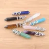 Dragon Tribe Natural Stone Wiselant Hexagonal Crystal Totem Quartz Aventurine Amethyst Blue Sand Lapis Lazuli Prism Ethic Hanging 8214989