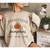 Fall Sweatshirt Farm Fresh Pumpkins Sweatshirt Unisex Ins Fashion Crewneck Shirt Par Halloween Klassisk Festival Topp 211109