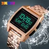 Skmei Top Luxury Watch Menステンレススチールストラップファッション3bar防水時計LEDディスプレイデジタルウォッチReloj Hombre 1368 Q0524