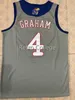 #4 Devonte Graham Kansas Jayhawks KU Throwback College Basketball Jersey Pontos bordados Personalize qualquer tamanho e nome