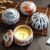Tigelas de cerâmica de estilo japonês, pote de ensopado com tampa navio à prova d'água resistente a altas temperaturas resistente LB70105