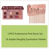 12 pezzi Professional Pure Synthetic Natural Natural Crening Brush Set per gli occhi, Rose Golden 12 Benuole per il trucco per ombretti, con 18 colori Naughty Nude Shimmer Matte Talette