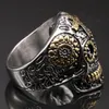 Cluster Rings Gothic Mens Golden Stainless Steel Hip Hop Biker Jewelry Friends Gifts For Men Ring Male Big Size 15 16 17